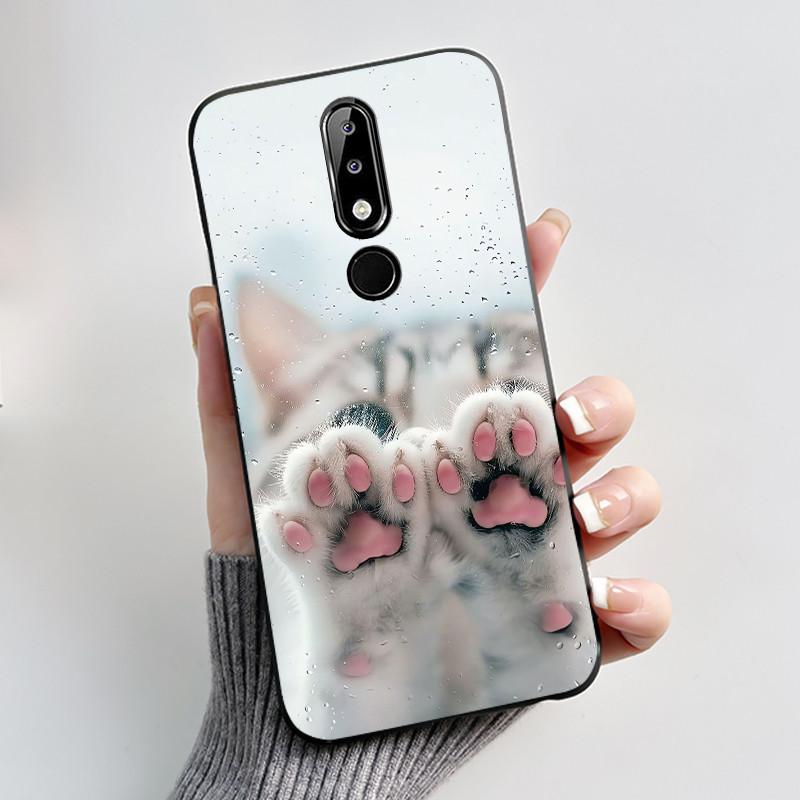2026 New Design Style Black Phone Case For Nokia 5.1 Plus/Nokia X5 Shockproof Soft Cover Aesthetic Purple Flower Pattern