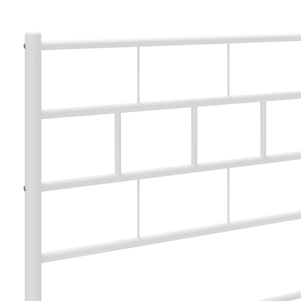 Metal Bed Frame with Headboard White 150 x 200 cm