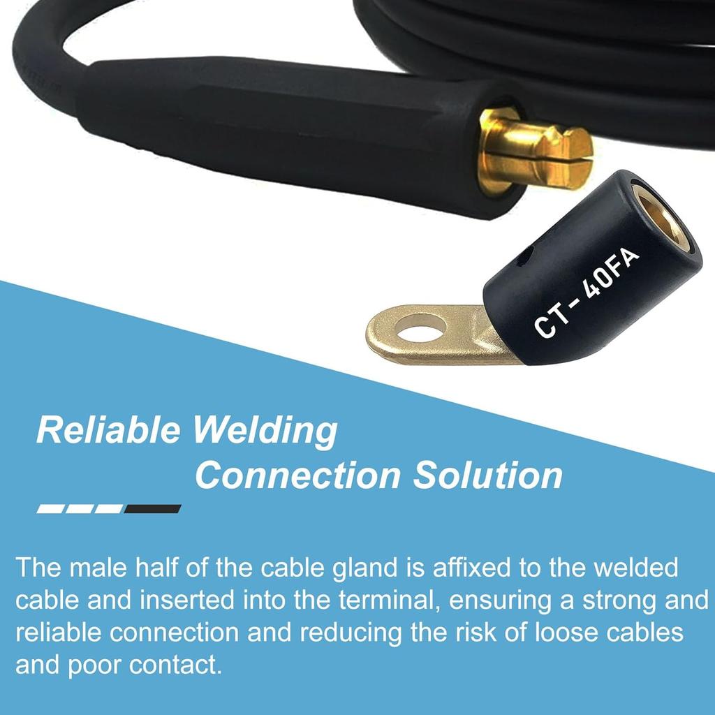 2PCS CT-40FA Welding Terminals & 2PCS LC-40 Welding Cable Connectors, Welder Leads Quick Connector and Terminal for Welding Machine Accessories, 1/0