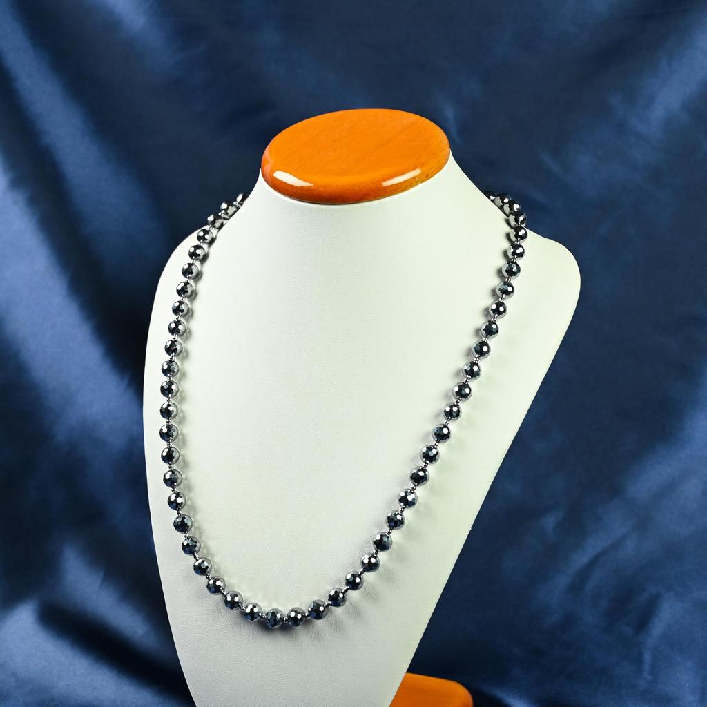 Jewelry Town Shosenkyo Terahertz Ore 8mm Bead 63cm Neck Mirror Power Stone [Eigado] Necklace, Circumference, Cut,