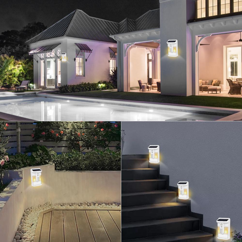 Solar Powered Outdoor Motion Sensor Wall Light IP65 Waterproof Tungsten Wall Lamp With 3 Lighting Modes For House Porch Deck