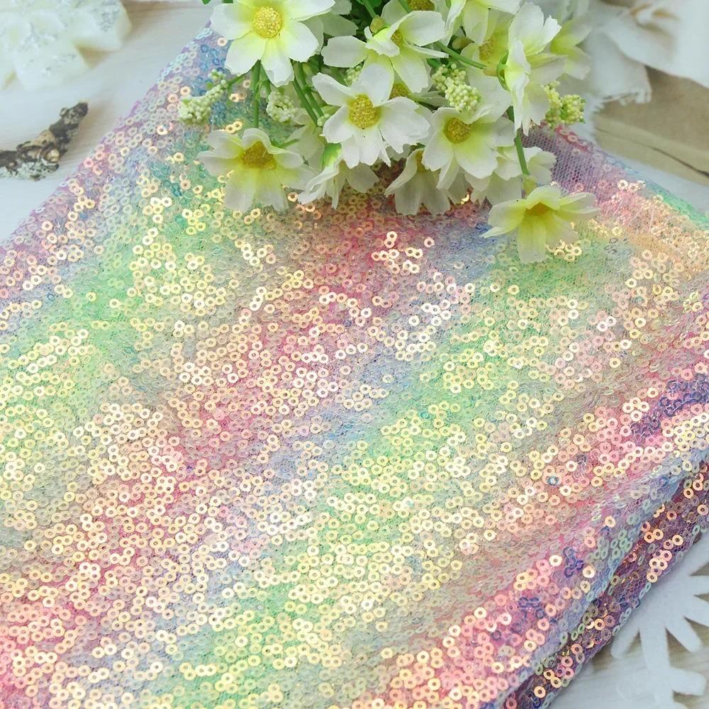 Ткань с вышивкой пайетками "Иллюзия 3 мм", мелкие пайетки, сценическая, вечернее платье, вышитая ткань, фон, скатерть, багажная ткань