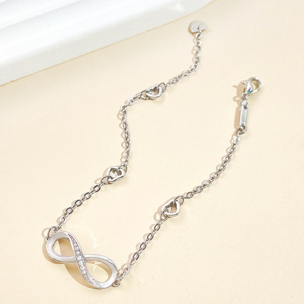 High-quality Hot-selling Micro-inlaid Zircon Infinite Loop 8-character Bracelet Simple Hollow Peach Heart Love Chain Jewelry