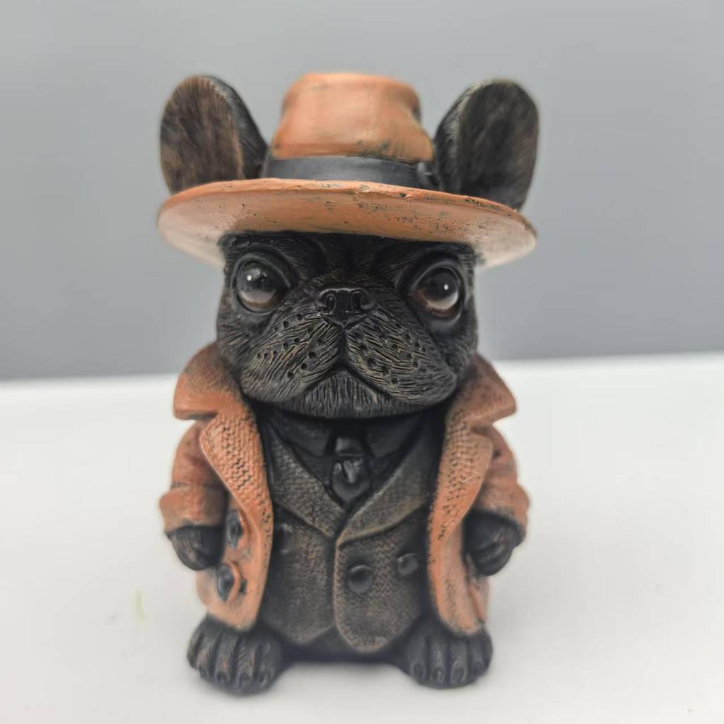 Statue Resin Gentleman Bulldog Small Desktop Ornament Gift