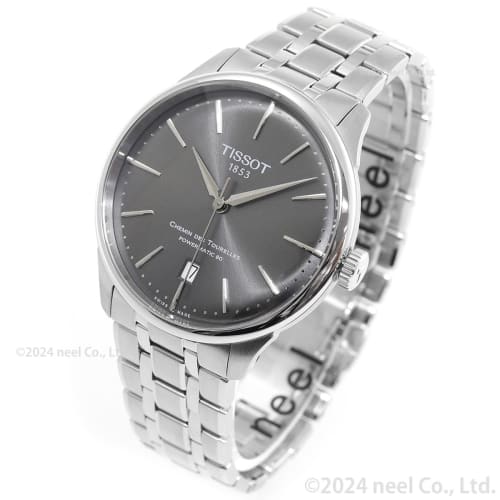 Tissot Chemin Des Tourelles Powermatic 80 Watch, 39mm, with a Gray Dial and Bracelet, Officially Imported, Men's Model T1398071106100