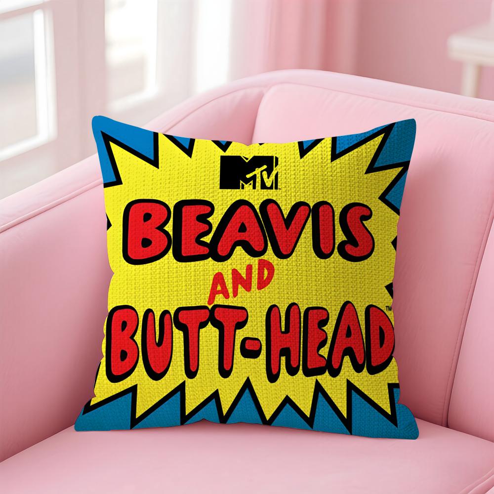 Чехол на подушку Beavis And Butt-Head Натуральная льняная наволочка Двусторонняя печать Декоративный чехол на диван Домашний декор Подарок