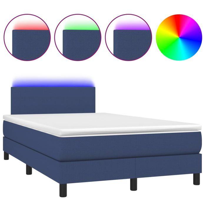 Maison Exclusive - Sommier à lattes de lit avec matelas LED Bleu 120x200 cm Tissu