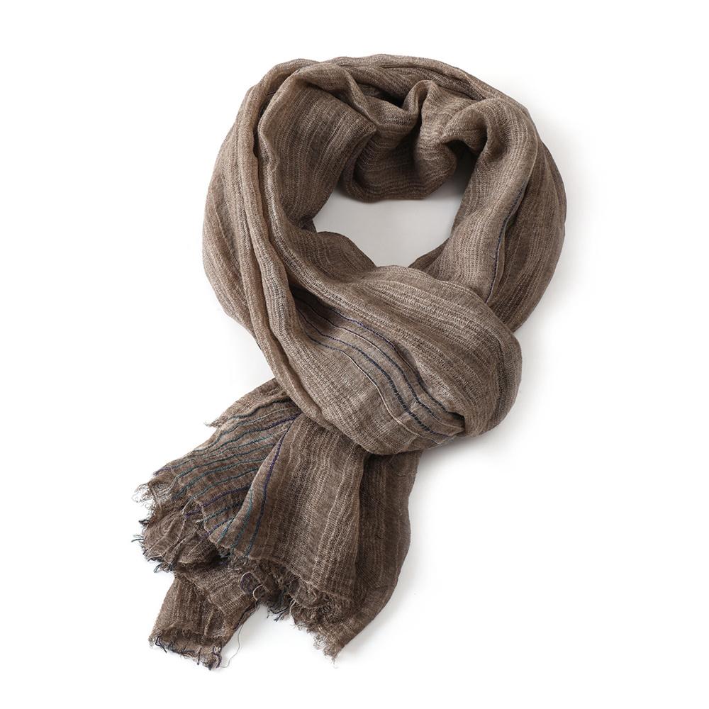 Хлопково-льняные мужские шарфы в полоску Осень Зима Черный Темно-синий Теплый мужской шарф Мужские аксессуары Короткая бахрома Bufanda Шаль