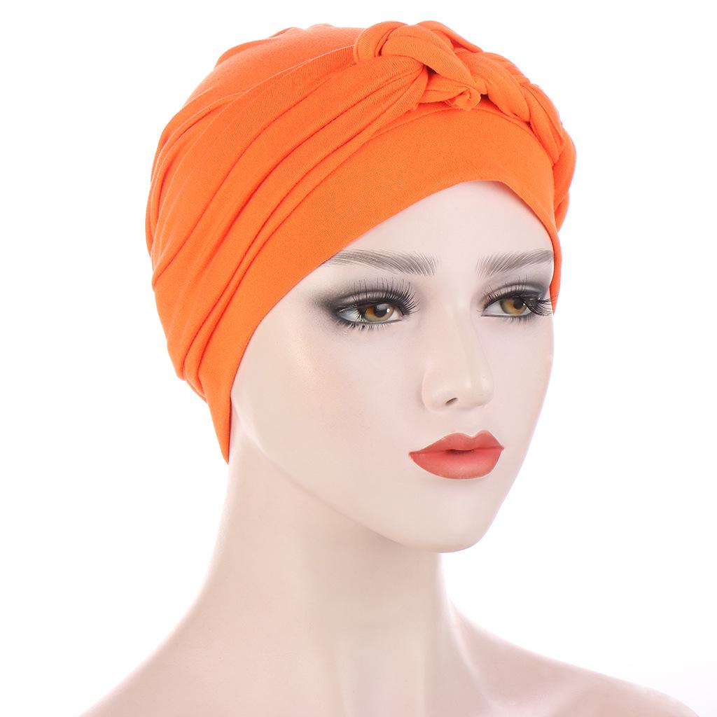 Multicolor Side Braid Soft Headscarf Hat for Muslim Women and Chemotherapy Patients
