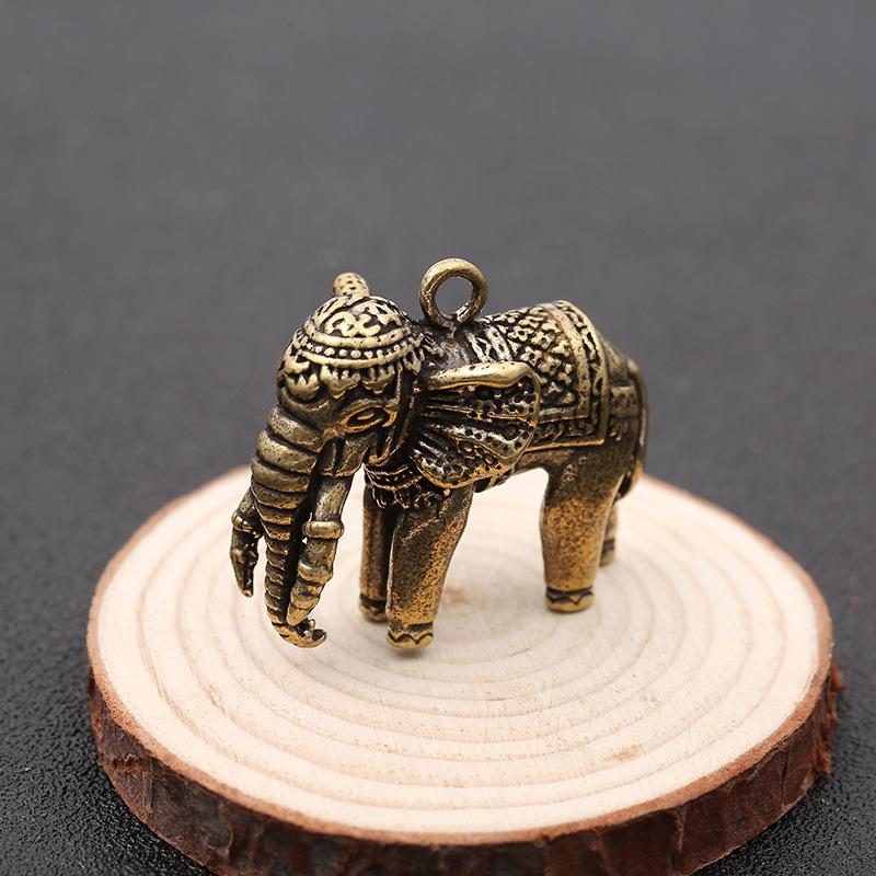 Креативное украшение в виде детского слоника, унисекс, благоприятный маленький бронзовый слоник, брелок, ретро, антикварная подвеска с ручкой