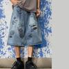Denim Shorts Summer Retro Graffiti Cropped Jeans Men's Street Trend High Waist Wide Leg Shorts for Men and Women