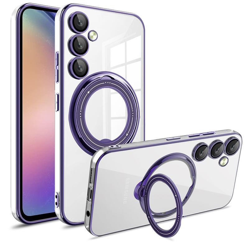 Чехол для телефона Samsung Galaxy A16 A06 A55 A35 A25 A15 A05S Прозрачный чехол из ТПУ с тонким противоударным покрытием и вращающейся на 360° подставкой