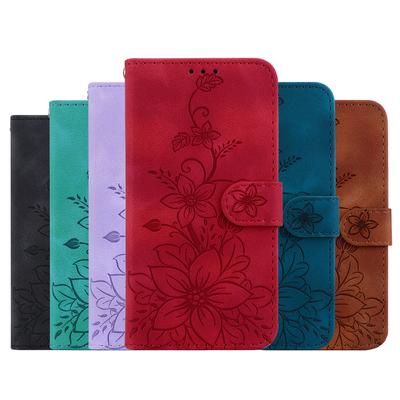 Чехол-книжка из кожи с тиснением Lily Fower для Sony Xperia 10VI 5V 5VI 1VI ACE3 5III 10III, подставка, чехол-кошелек с отделениями для карт, чехол-кобура для Sony Xperia L4 XZ3