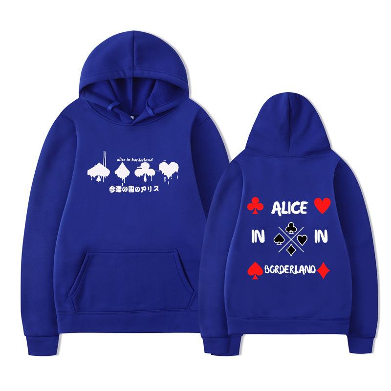 Alice In Borderland Hoodies Men Cartoon Cards Sweatshirt Vintage Unisex Pullover Men Graphic Hoody Oversize Clothing