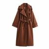 Kaslead New Arrival Women's Clothing Fashion Style Fashion Minimalist Loose with Belt Double Breasted Long Overcoat Outerwear