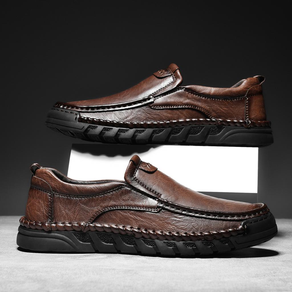 Fashion Genuine Leather Loafers for Men Comfortable Casual Shoes Breathable Male Driving Footwear Moccasin Non-Slip Walking Hiking Shoes