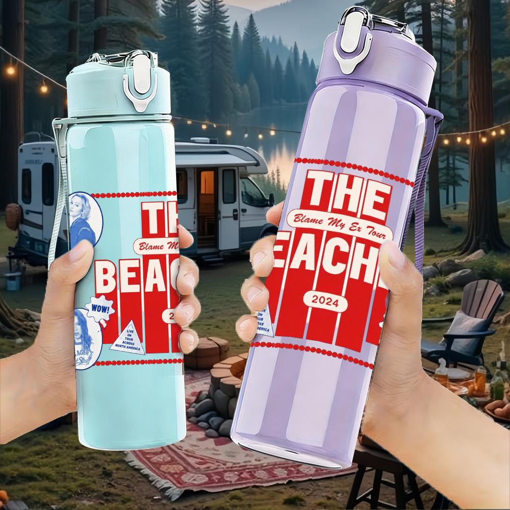 1PC The Beaches Band Retro Logo Print 750ml Portable Sports Water Bottle Leakproof Gym Outdoor Travel Drink Cup