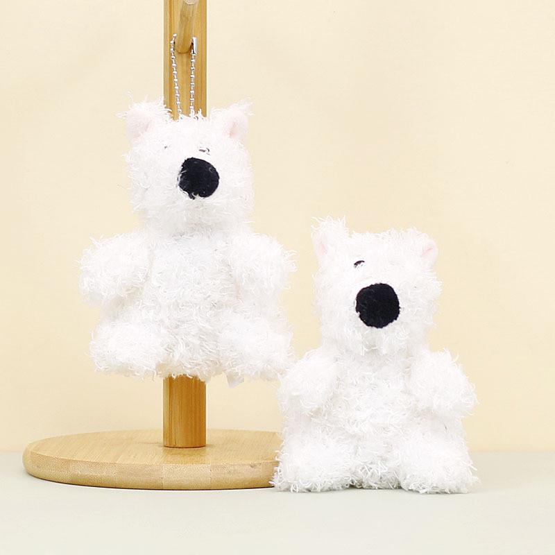 Cute White Westie Plush Keychain Fluffy Dog Bag Accessory Short Fur 13cm