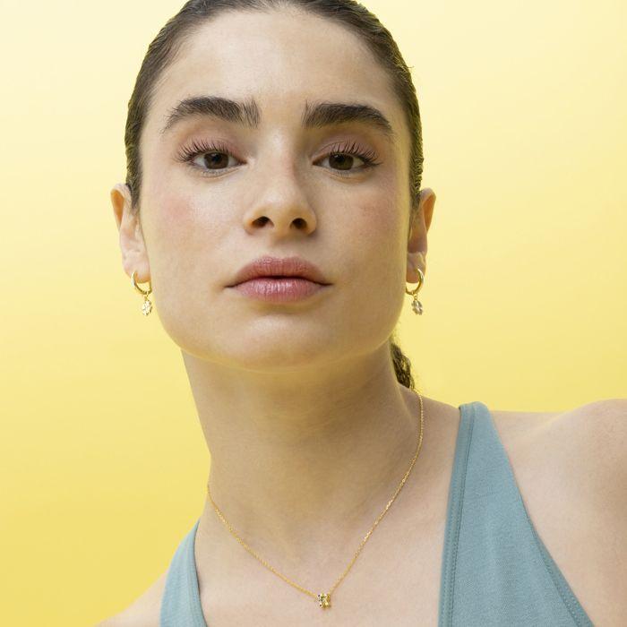 Collier Luxenter en argent 925 avec zircons multicolores finis en or jaune 18K - Alphabet R