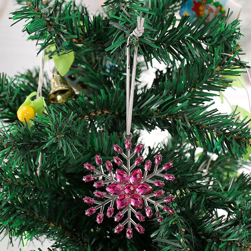 Best-selling Christmas Snowflake Zinc Alloy Ornaments Colorful Snowflake Pendants Christmas Trees Small Commodities