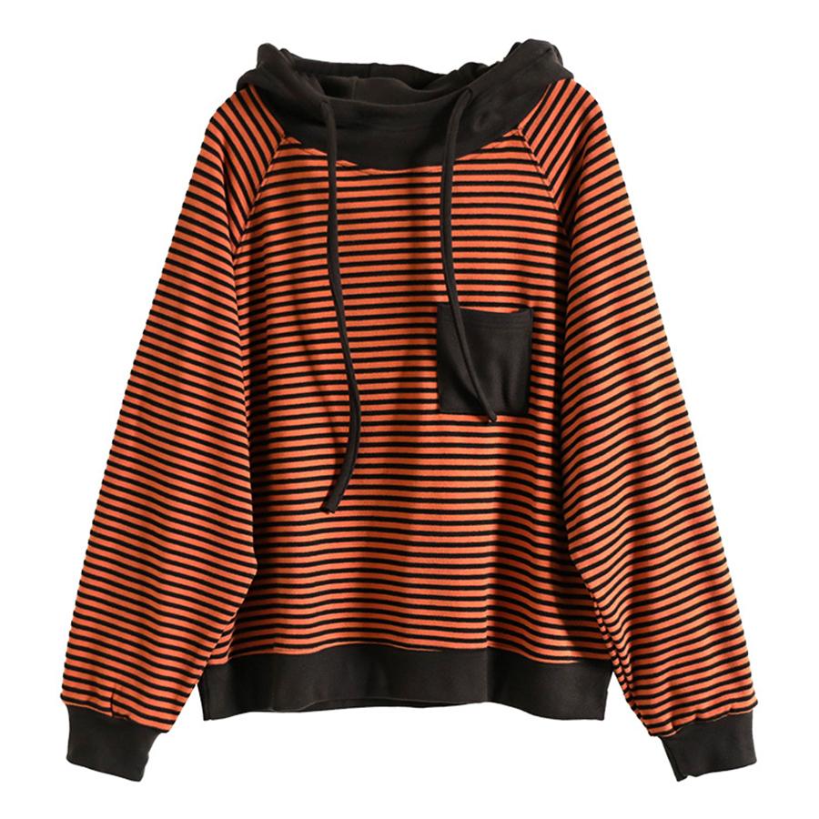 Dimanaf 2024 Осень Однотонная футболка Женская полосатая толстовка с капюшоном Эластичные однотонные свободные топы с длинным рукавом Футболки
