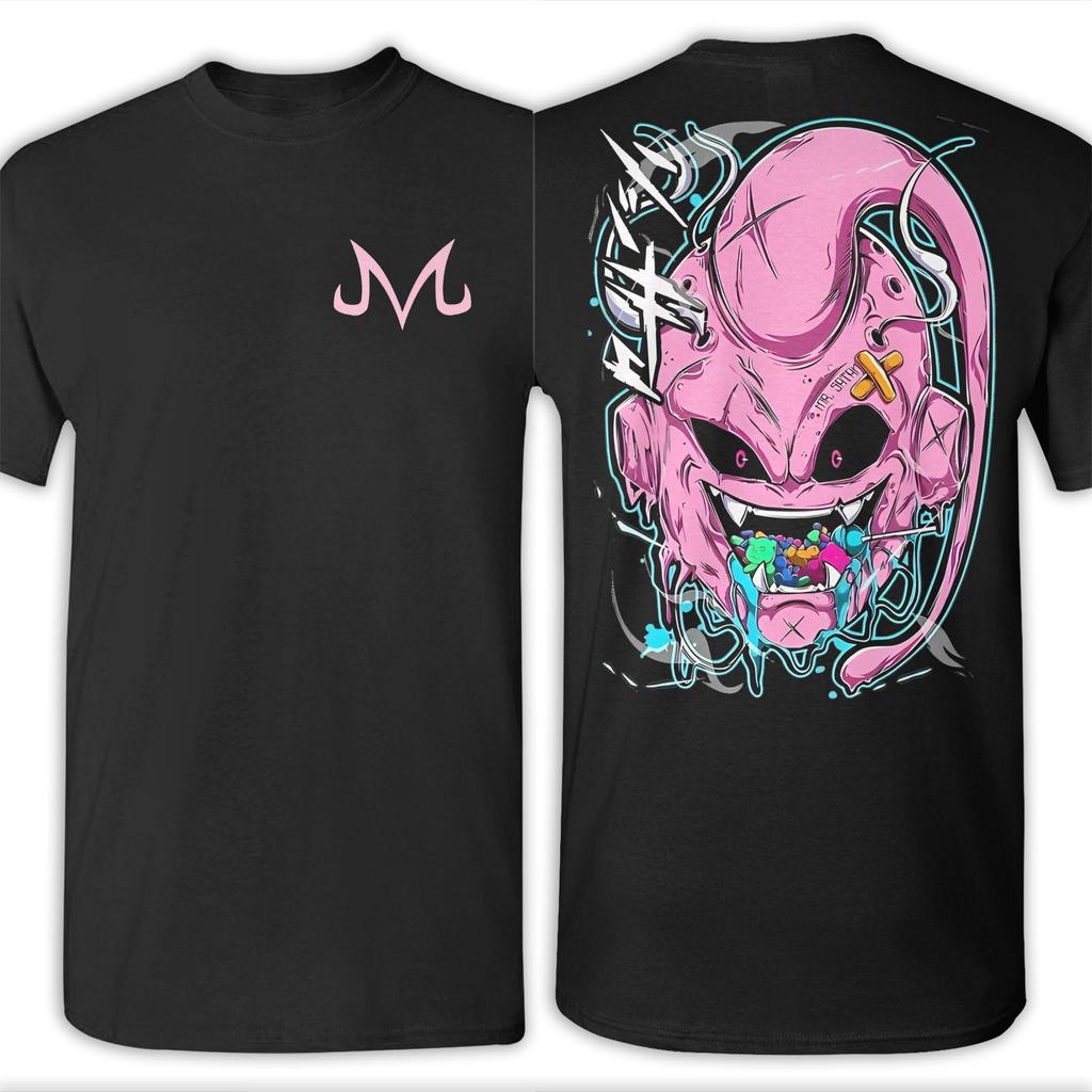 Printed Dragon Ball Majin Buu and Patrick In Gym T-Shirt Men's and Women's Crew Neck Short Sleeve Top Cotton Summer Top T-Shirt