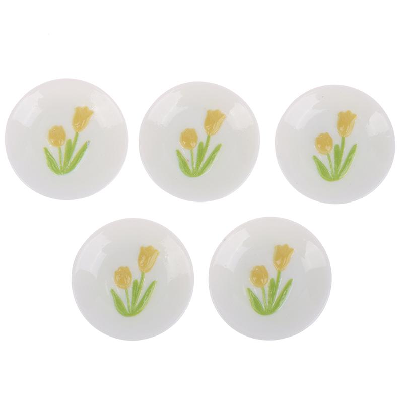 5 шт. 1:12 кукольных домиков, имитация миниатюрных тарелок с рельефным рисунком тюльпана, модель кукольного домика, украшение для кухни, аксессуары для кукольного дома