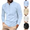 Мужская повседневная рубашка с длинными рукавами и воротником-стойкой на пуговицах