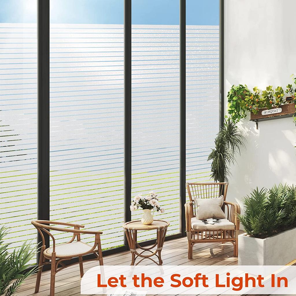 Защитная пленка для окон 30x300 см: Жалюзи Оконная пленка из матового стекла Полосатый узор Оконная матирующая пленка Неклейкая пленка без статического липкого стекла