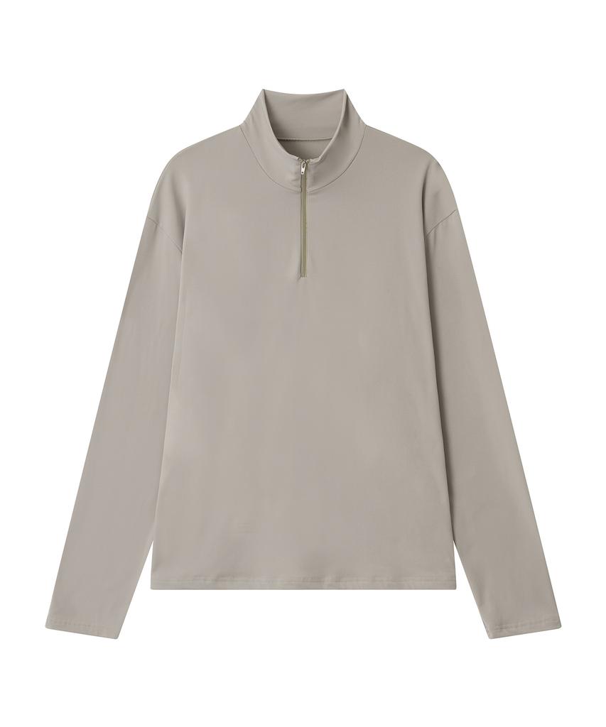 OX STUDIOS Soft Fluffy Half Zip-Up (Beige Gray)
