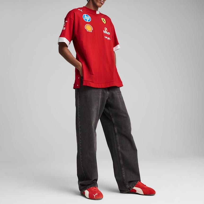 Puma Scuderia Ferrari SS25 Fashion Comfortable Loose Color Block Short Sleeve T-Shirt Men Tops Red 71357101