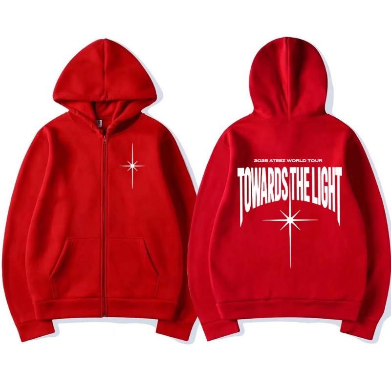Ateez World Tour Towards The Light Zipper Hoodies Men Women Korean Kpop Zip Up Sweatshirt Fashion Long Sleeve Hoodie Jacket