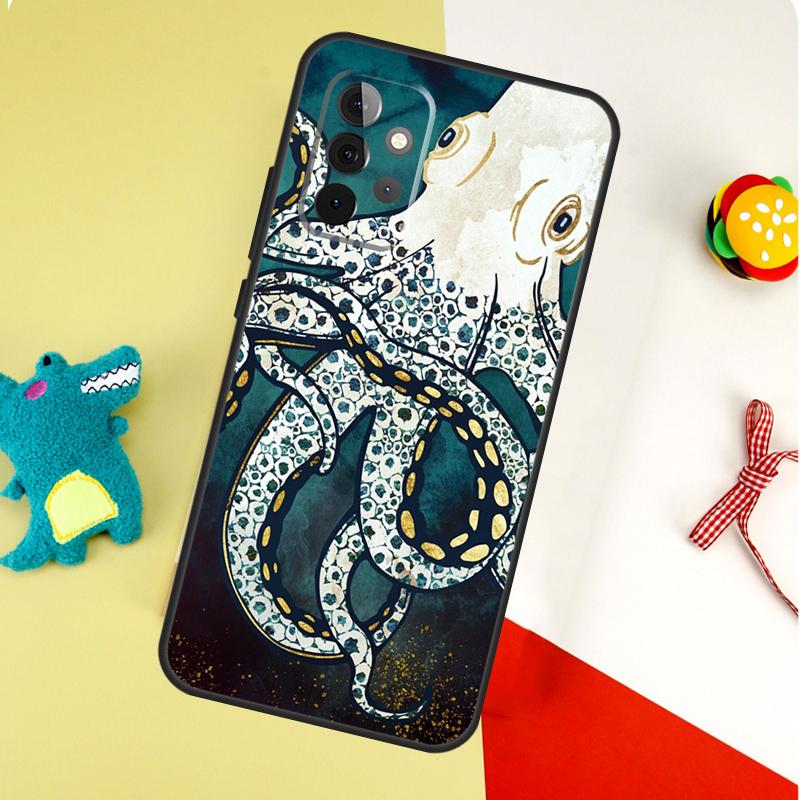 Морская жизнь Осьминог Чехол для Samsung Galaxy A54 A34 A24 A14 A12 A22 A32 A42 A52 A72 A52S A51 A71 A13 A53