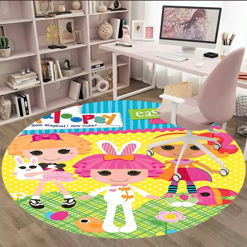 1pc Lalaloopsy3 Print Round Carpet Chair Round Carpet Suitable for Bedroom Living Room Home Decorative Carpet