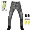 Motorcycle Cycling Jeans+retro Casual Fall Resistant Pants+Kevlar Motorcycle Tear Resistant Washed Stretch Pants