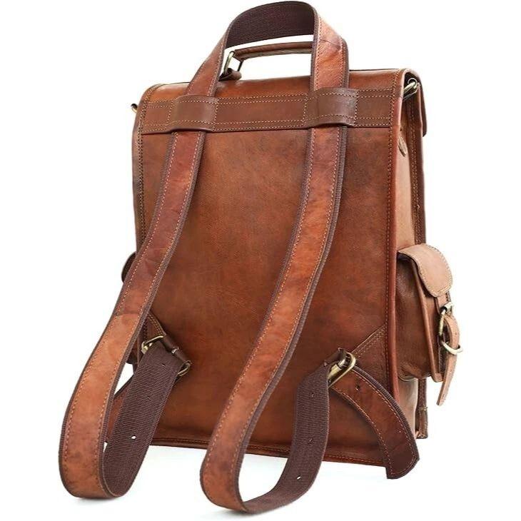 Bag Vintage Leather Rucksack Backpack Men's Genuine Laptop Travel Brown New Real