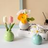 Mini Ceramic Vase Solid Color Glazed Flower Vase Desktop Decor Miniature Bud Vase