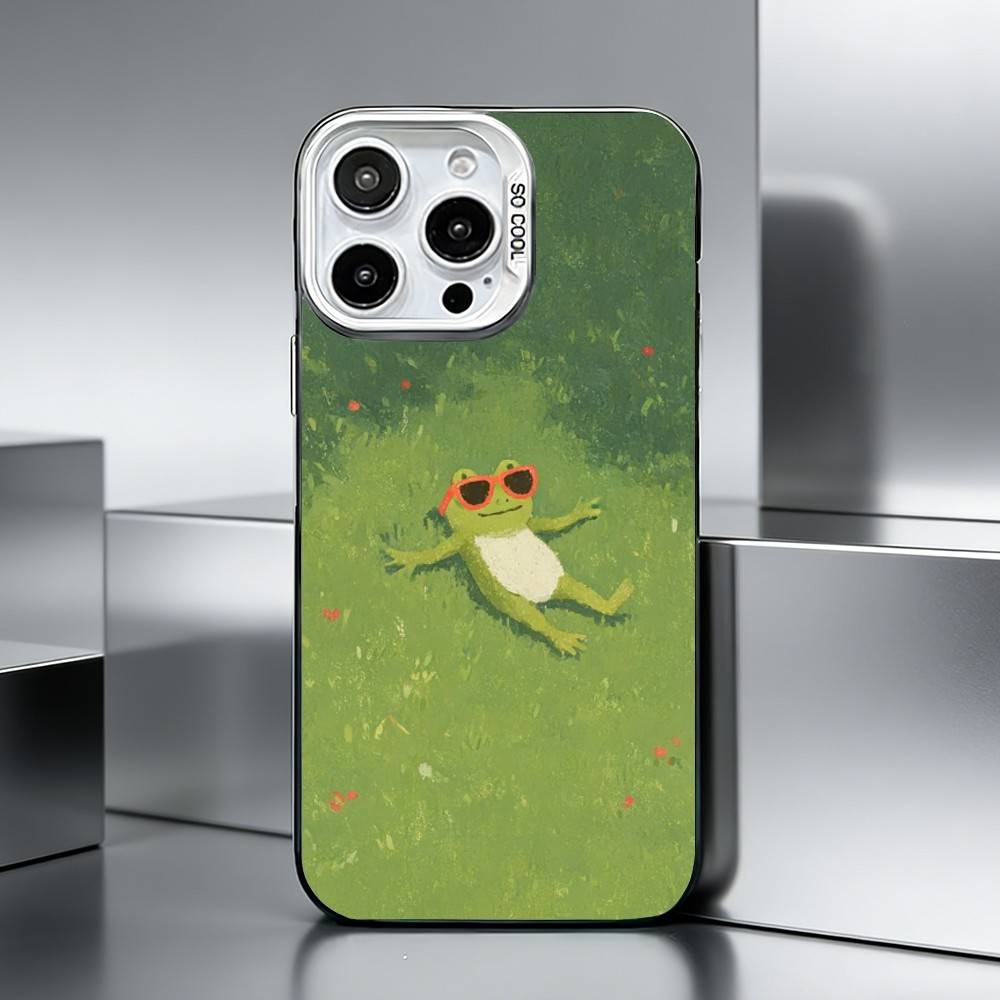 H-Счастливая Лягушка Чехол для Телефона Для iPhone 17,16,15,14,13,12,11 Plus,Pro Max,XS,Цветной серебристый чехол для телефона