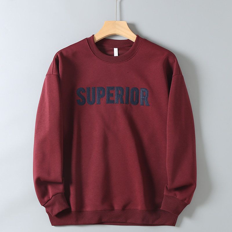 Men's Autumn and Winter Crew Neck Pullover Sweatshirt with Heavy Embroidery, Loose Casual Top, Trendy