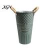 Large Open Mouth Bouquet Vase Vintage Metal Flower Buckets, Rustic Vases with Handles, Floral Containers, Wide Nostalgic Indoor Display Plant