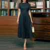 ZANZEA Женское летнее повседневное плиссированное платье с круглым вырезом и коротким рукавом