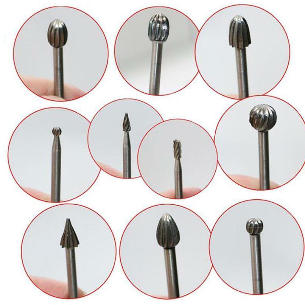 10 шт. набор фрез из карбида вольфрама с хвостовиком 1/8 дюйма, режущий фрезерный бор для вращающегося инструмента