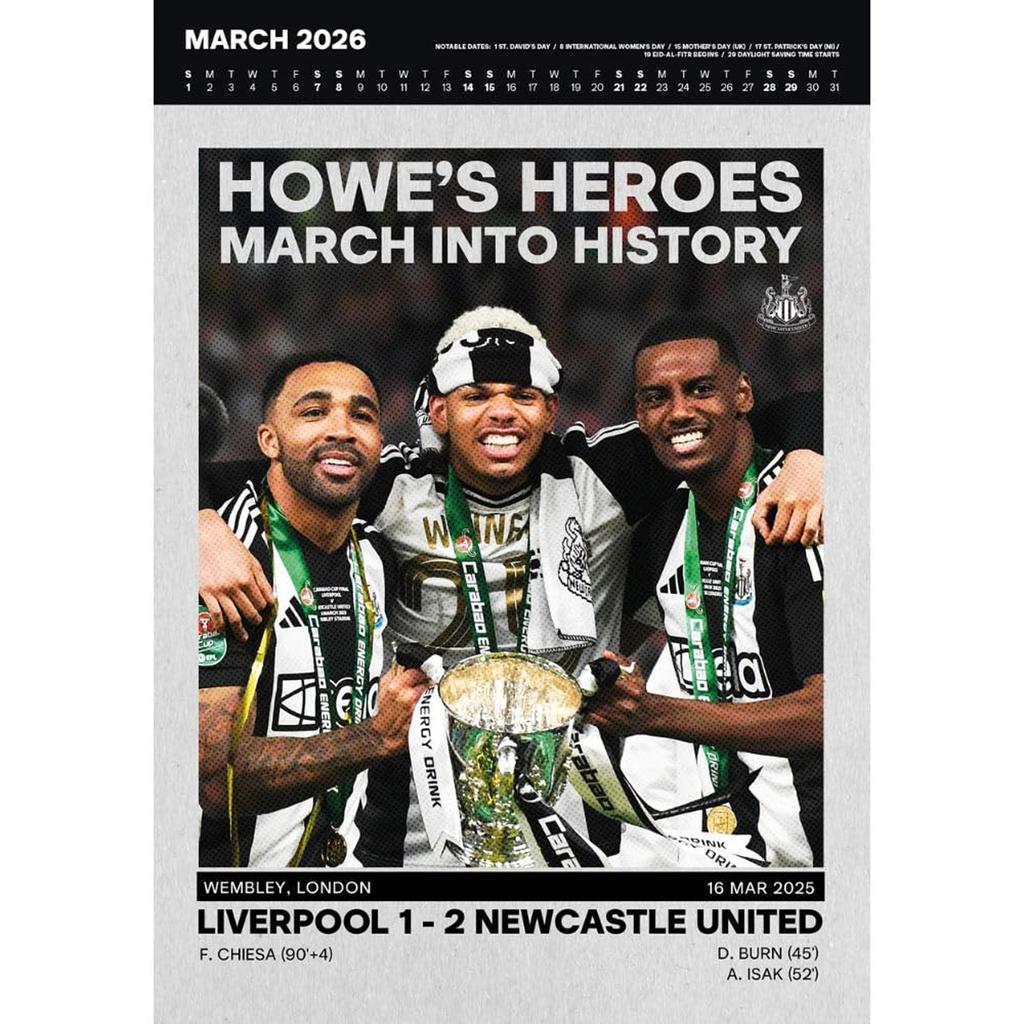 Newcastle United FC 2026 Crest Wall Calendar