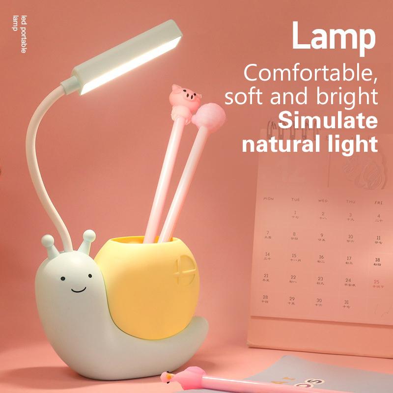 2-в-1 держатель для ручек с зарядкой в виде улитки, настольная лампа, складная защита для глаз от USB, ночник для спальни, ночник для чтения