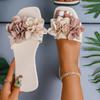 New Plus Size Flower Flat Slippers for Women, Versatile and Square Headed Lightweight Beach Sandals