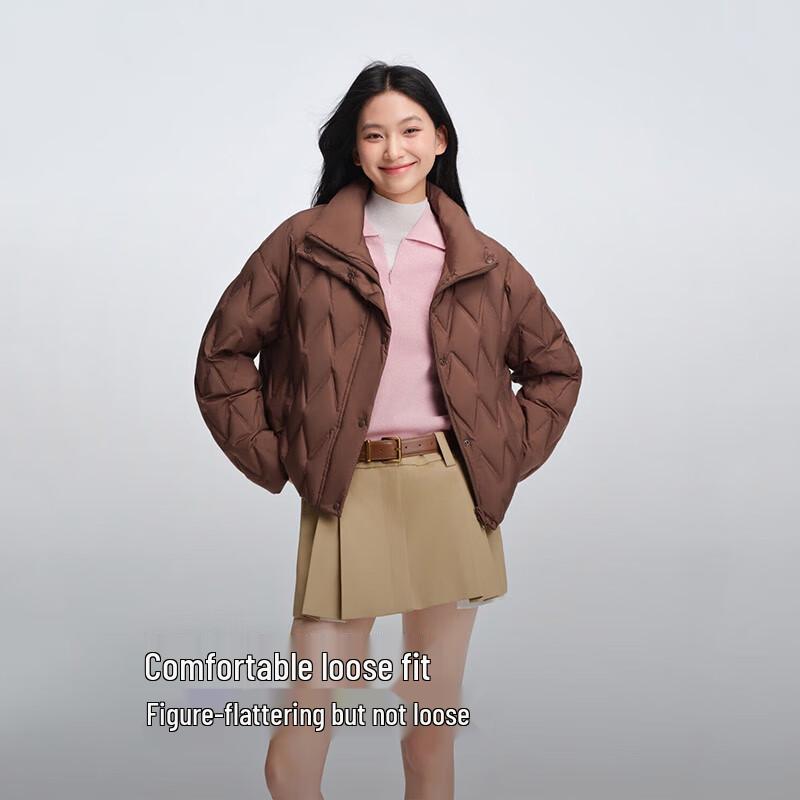 BOSIDENG Легкая пуховая куртка с ромбовидной стежкой и воротником-стойкой