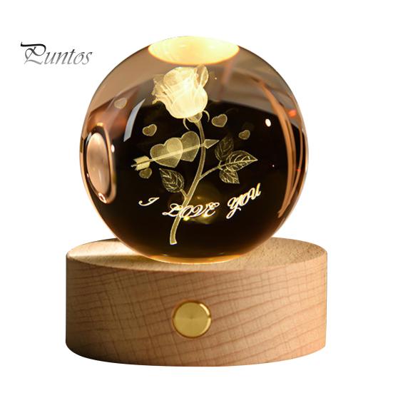 Искусственный хрустальный шар, успокаивающий космический ночник, прозрачные светящиеся звездные сферы с деревянной основой для прикроватного столика