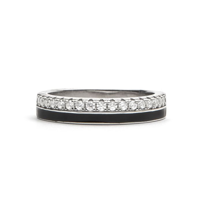 Bague - Luxenter - Dersa - Argent 925 - Laque noire - Plaqué rhodium