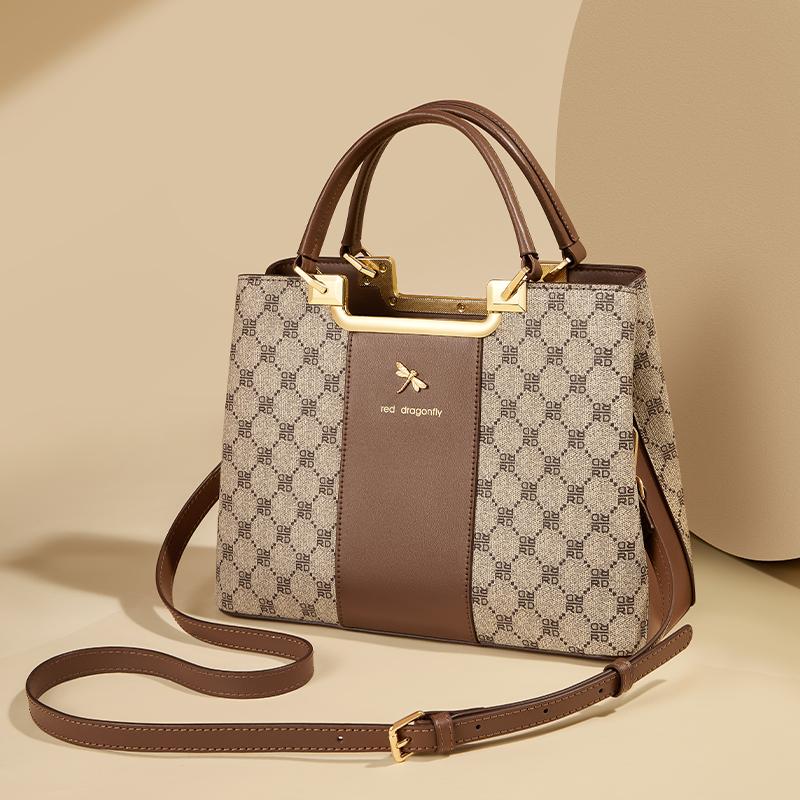 Red Dragonfly Bag Women's Retro Printed Crossbody Bag Large Capacity Handbag Commuter Women's Bag Tote Bag