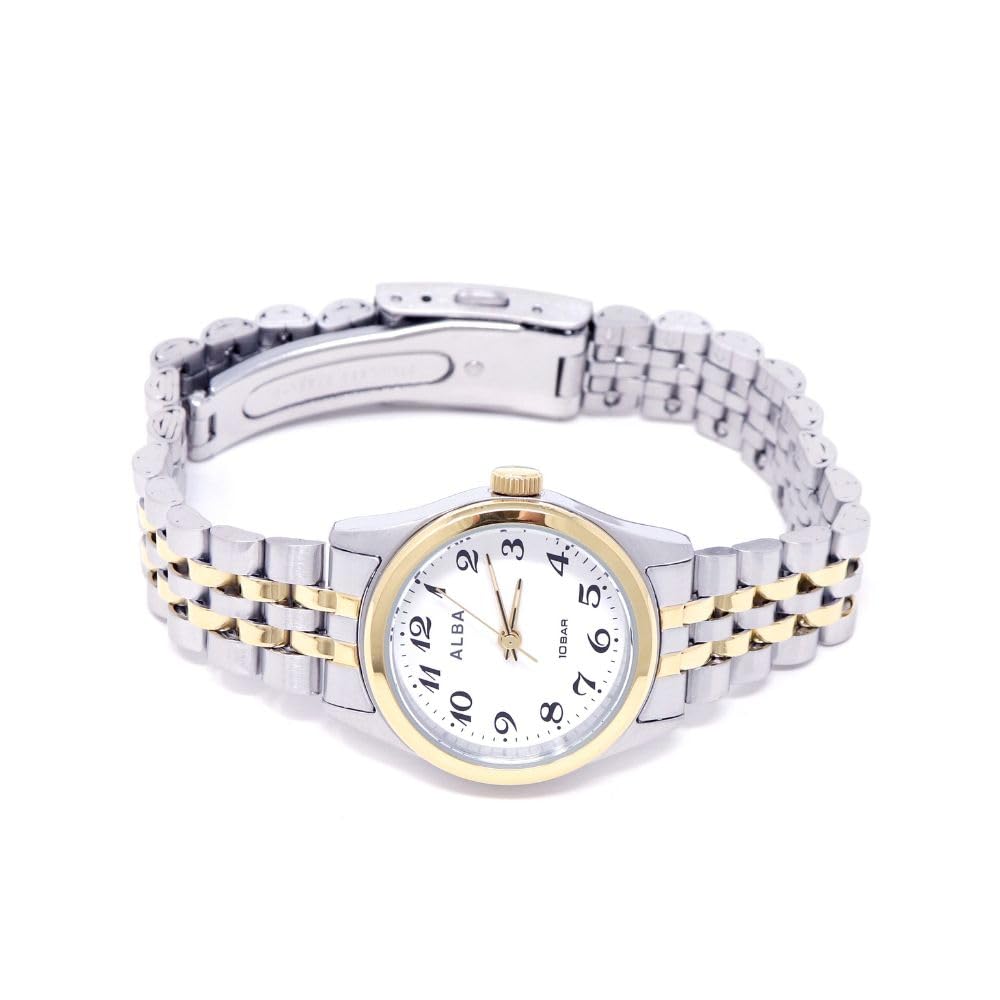 Часы Seiko Alba Женские Кварцевые из Нержавеющей Стали Водонепроницаемые для Повседневного Ношения (10 АТМ) Аналоговые SEIKO ALBA (Комбинация цветов (АЕГК427))
